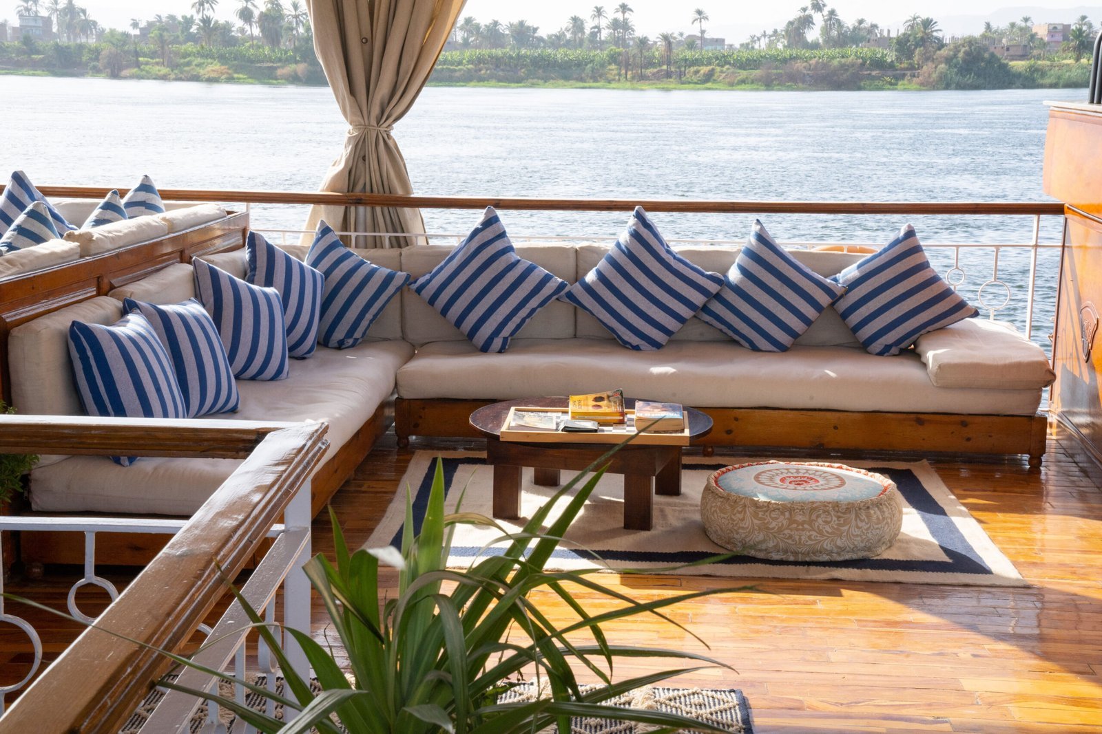 Fleur dahabiya moored on the Nile