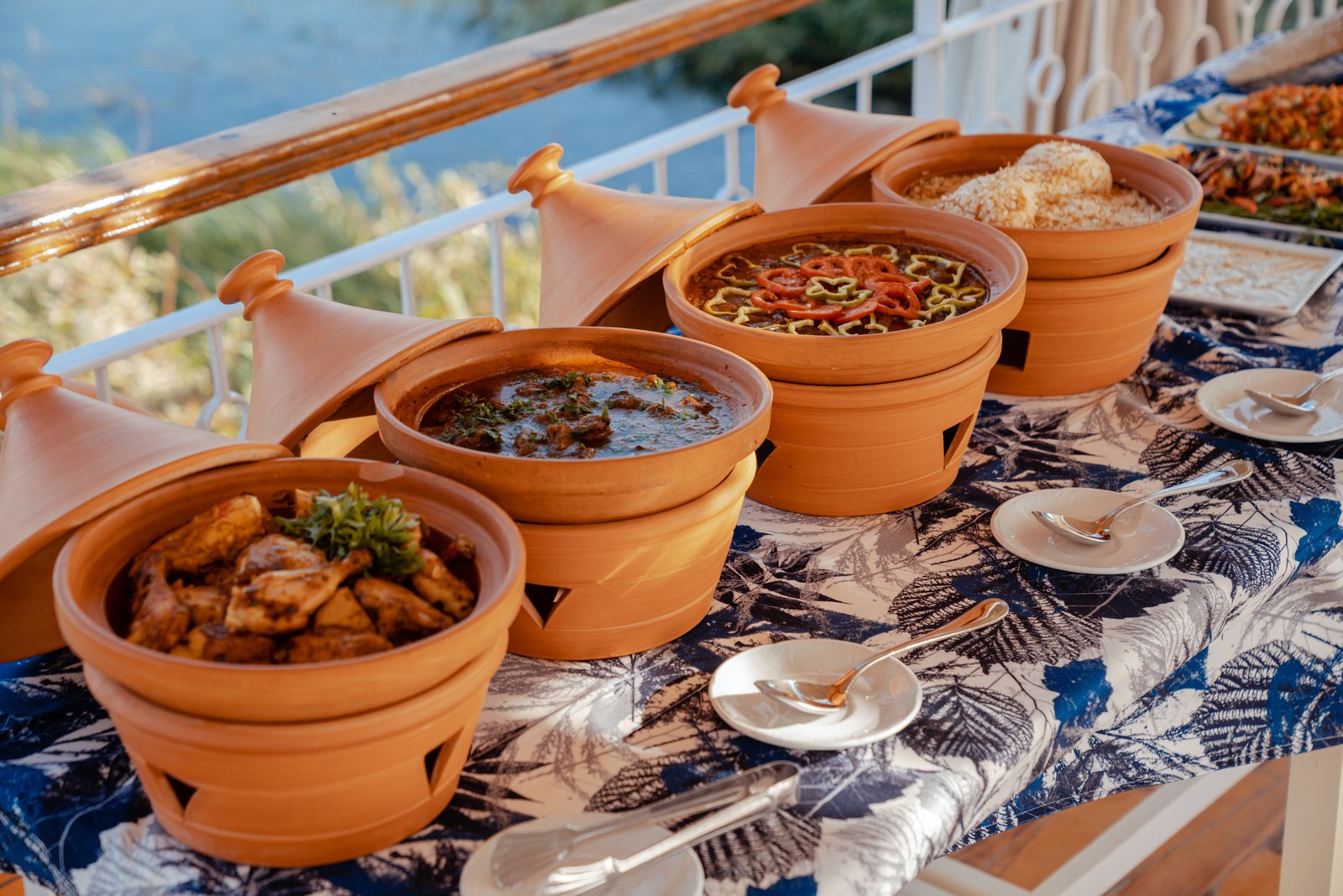 Egyptian mezze and fresh dishes served on board Fleur dahabiya