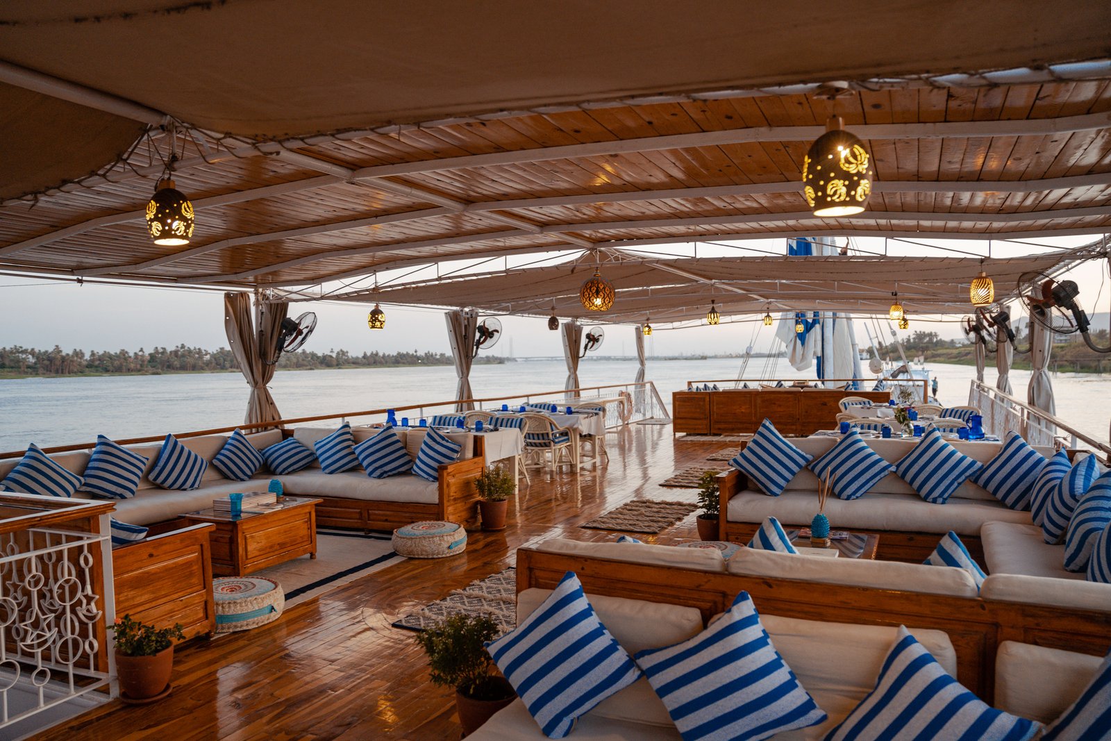 Fleur dahabiya moored on the upper Nile